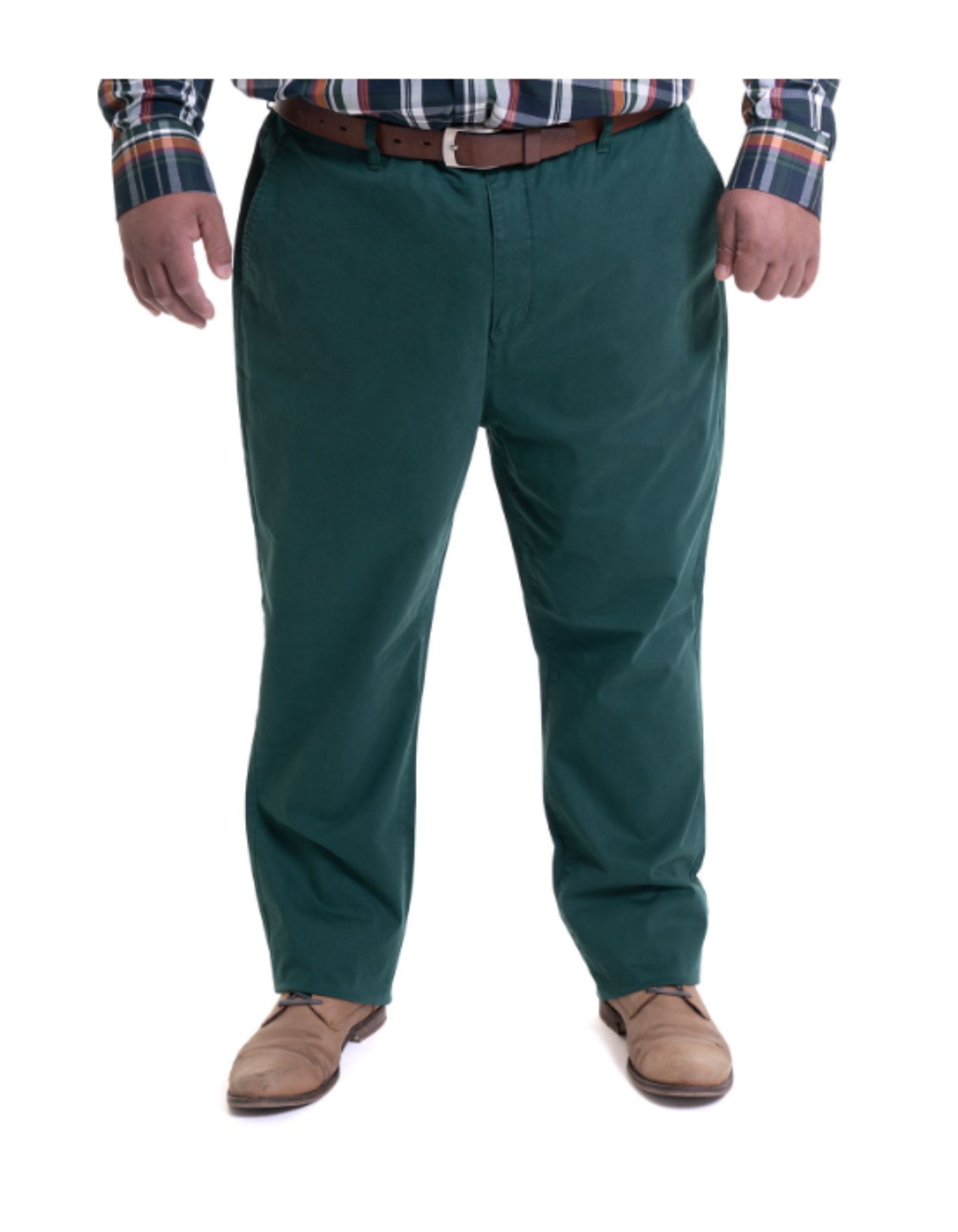 Pantalón frente plano slim fit spandex 017 verde musgo Tallas Grandes | MASX Chile