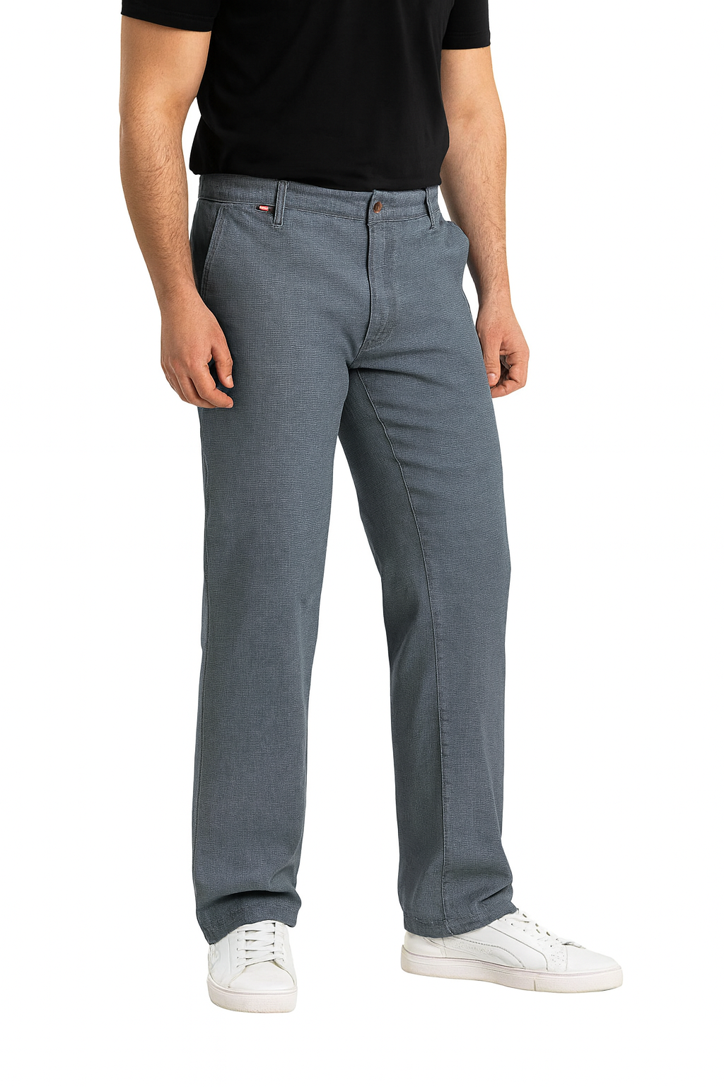 Pantalón frente plano spandex estampado slim fit 079 azul marino trv Tallas Grandes | MASX Chile