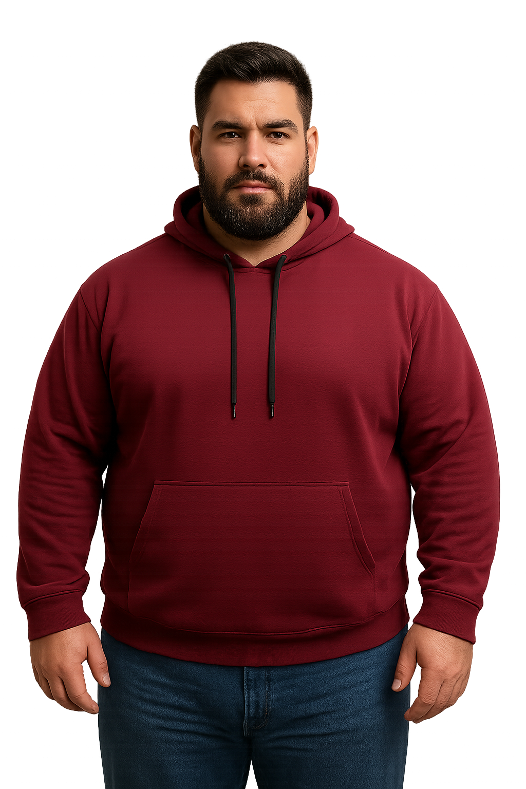 Polerón Con Gorro y Bolsillos Burdeo Tallas grandes | MASX Chile