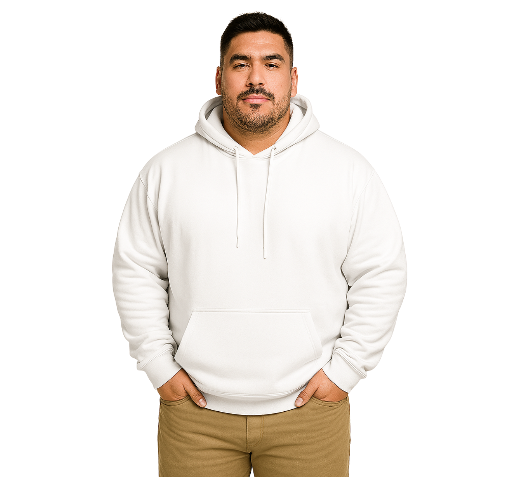 Polerón Hoodie blanco para hombre Tallas grandes | MASX Chile