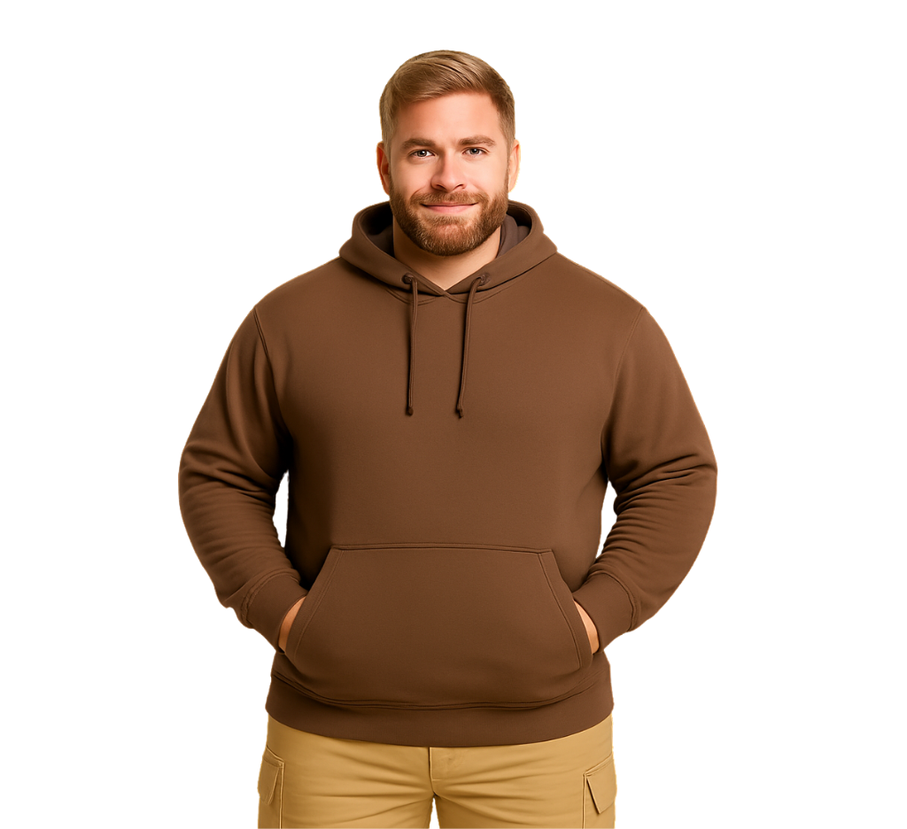 Polerón Hoodie café oscuro para hombre tallas grandes | MASX Chile