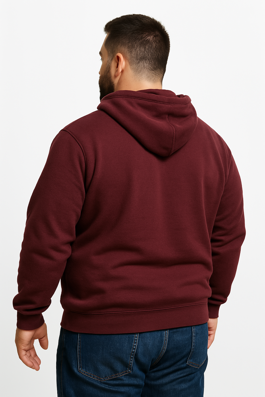 Polerón con gorro y cierre burdeo Tallas Grandes | MASX Chile