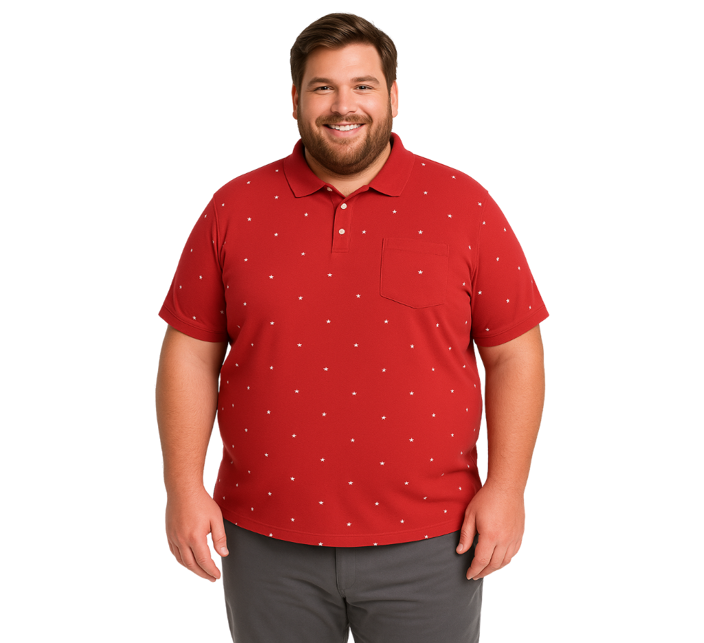 Polera Piqué Estampada 555 diseño rojo oscuro Tallas grandes