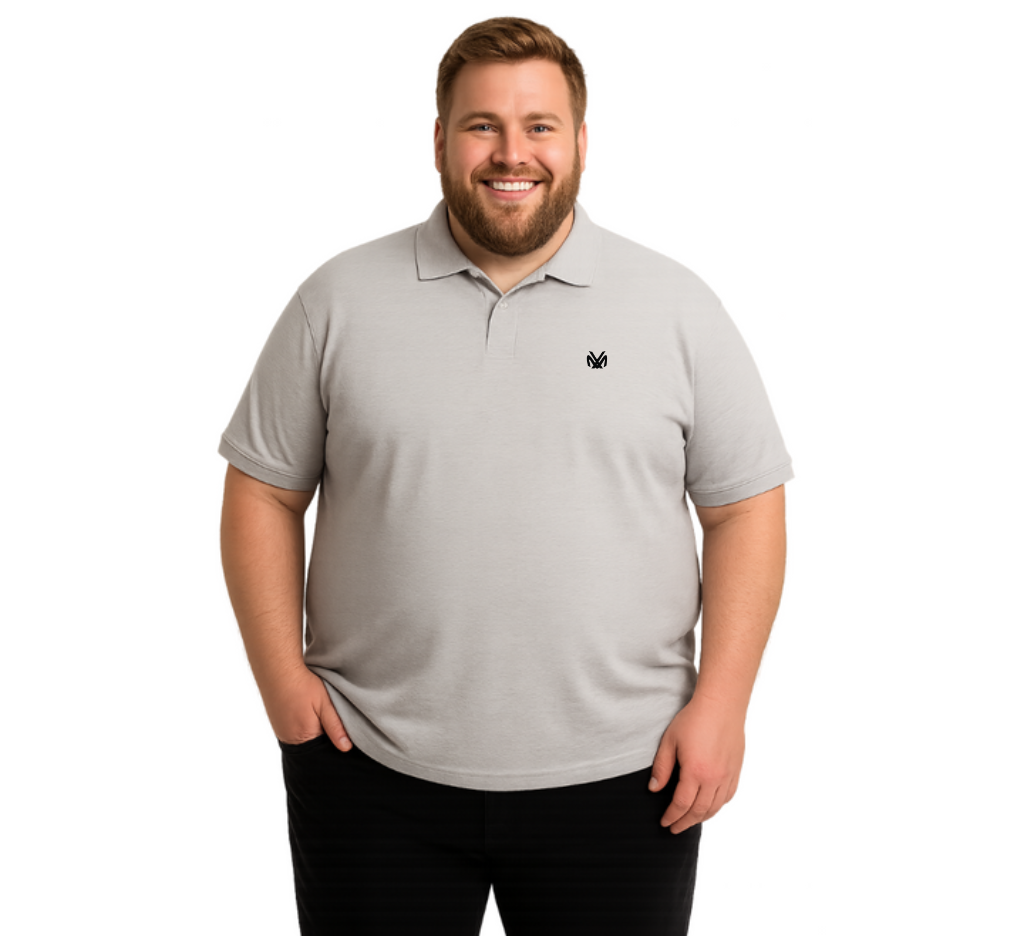 Polera Piqué Gris M/C Tallas grandes | MASX Chile