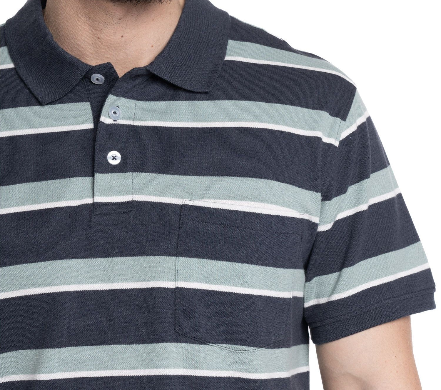 Polera Piqué Listada 511 diseño verde claro Tallas grandes | MASX Chile