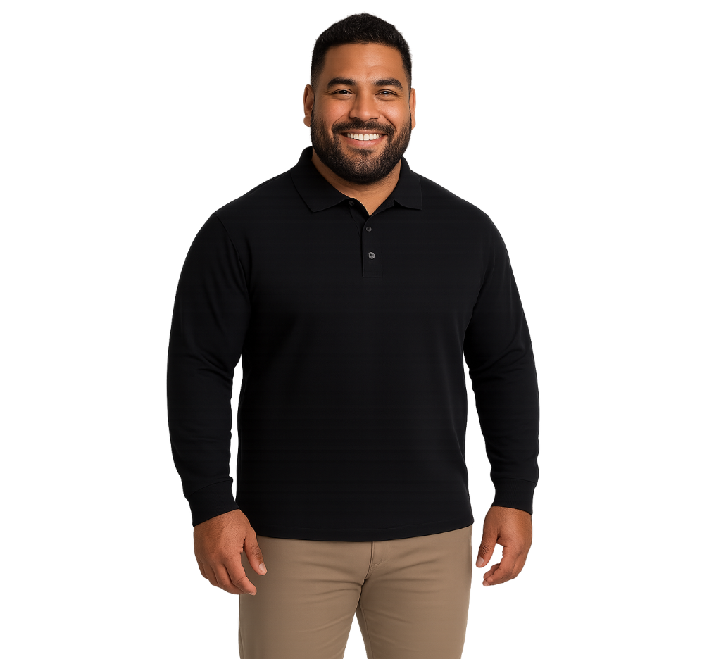 Polera Piqué Negra M/L Tallas Grandes | MASX Chile