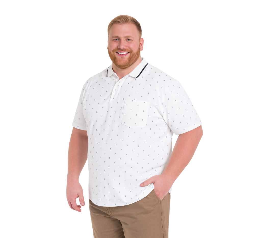 Polera Piqué estampada 501 diseño blanco M/C Tallas Grandes | MASX Chile