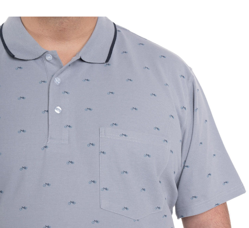 Polera Piqué estampada 506 diseño melange claro M/C Tallas Grandes | MASX Chile