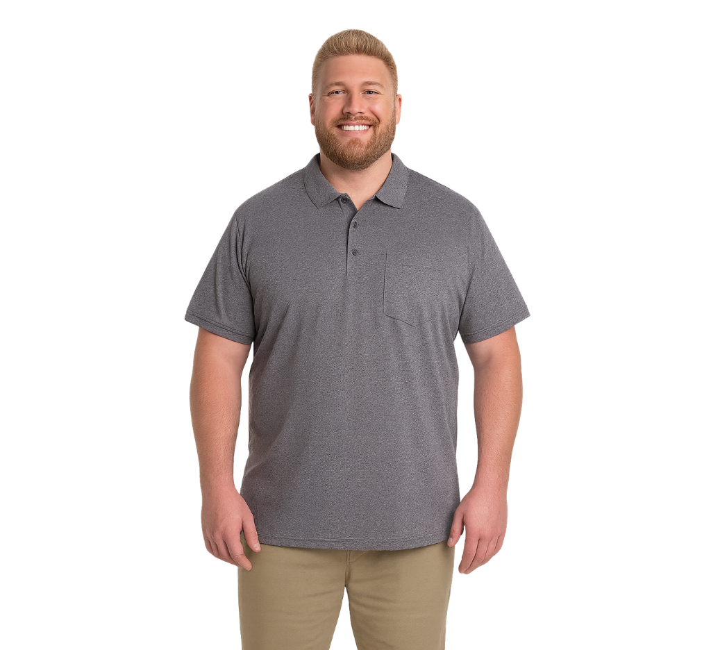 Polera Piqué melange 004 gris oscuro M/C Tallas Grandes | MASX Chile