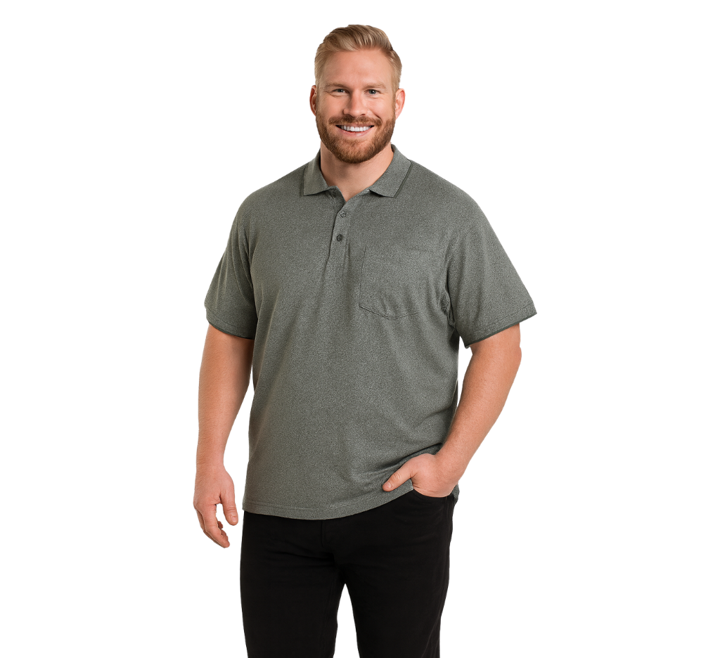 Polera Piqué melange 017 verde musgo M/C Tallas Grandes | MASX Chile