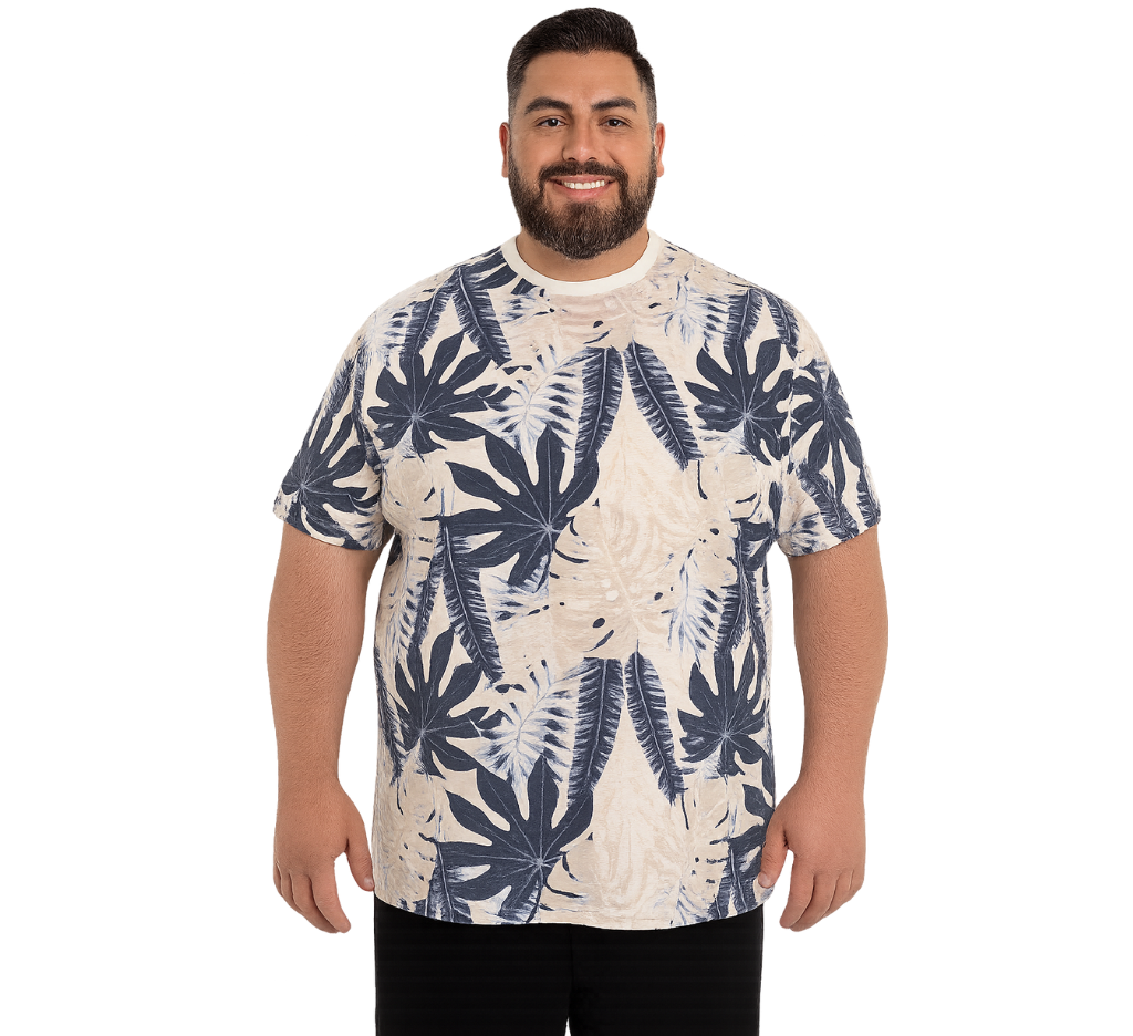 Polera full print 530 diseño beige claro talla grande | MASX Chile