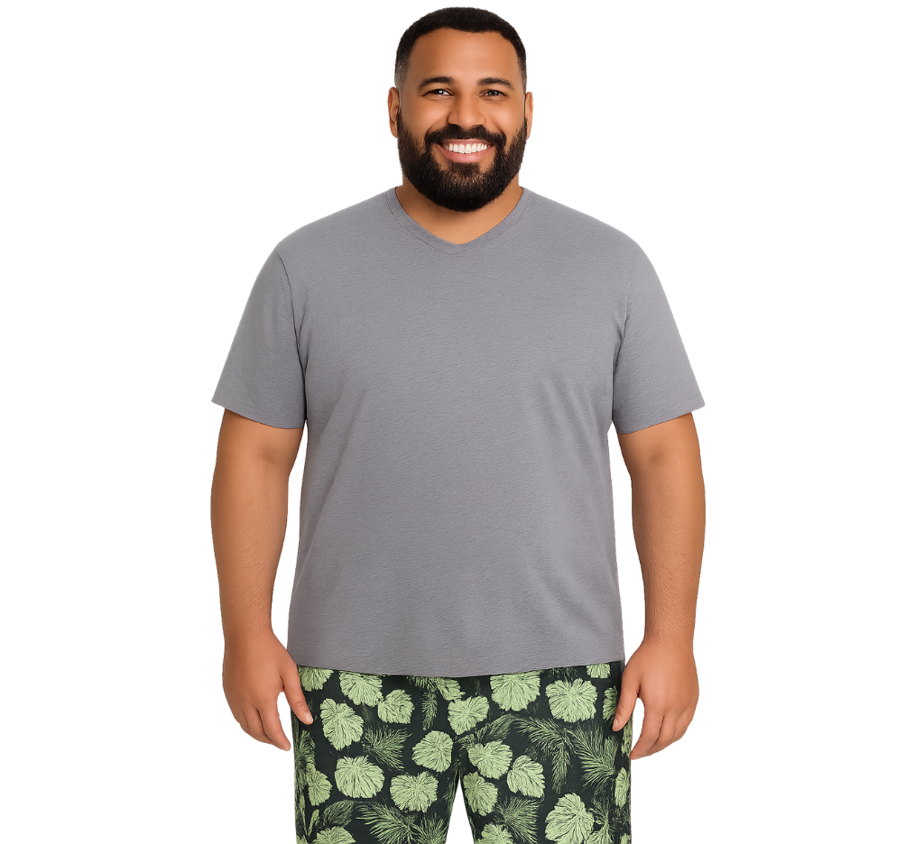 Polera jersey cuello v - 007 melange medio Tallas grandes | MASX Chile