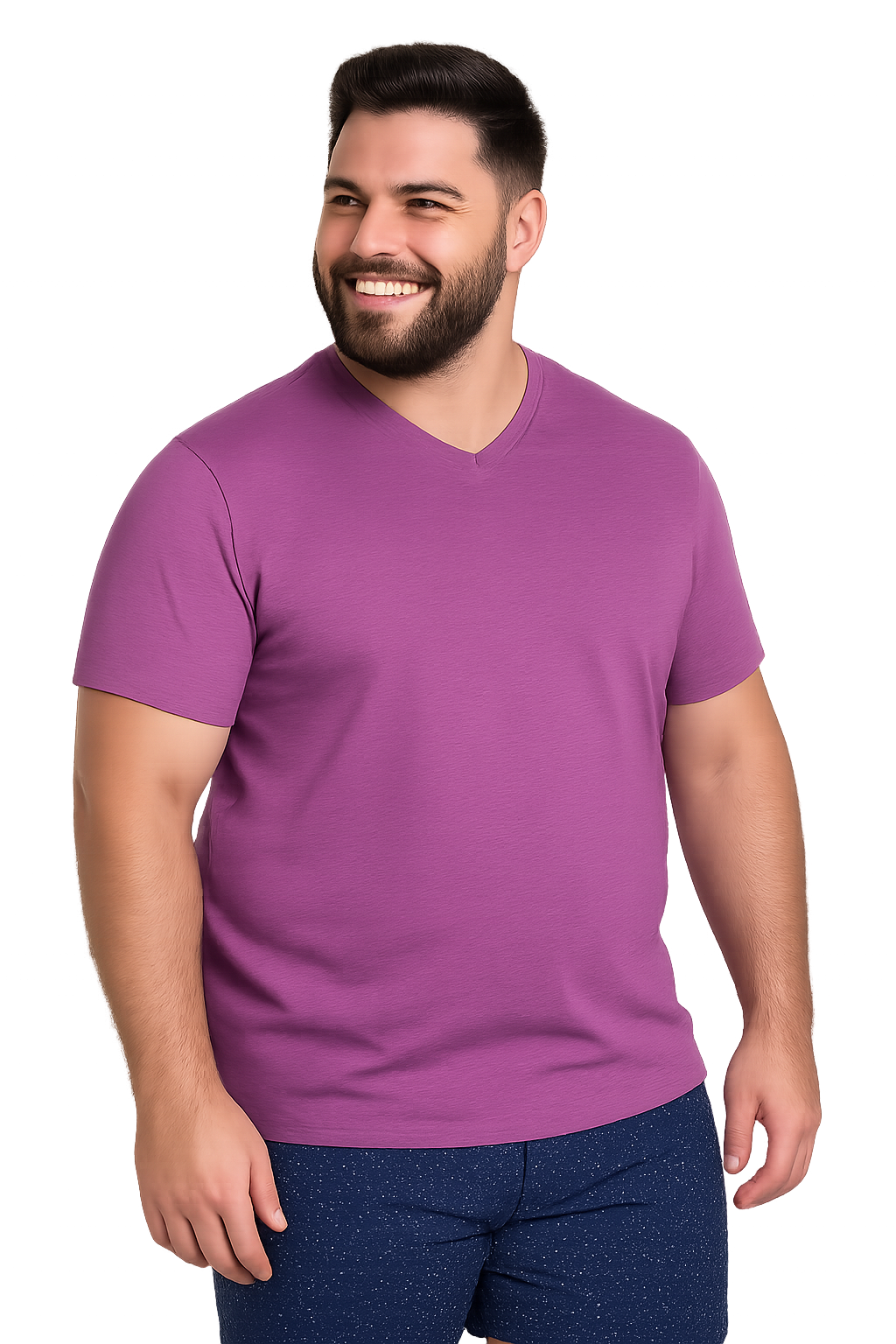 Polera jersey cuello v 063 Purpura Tallas grandes | MASX Chile