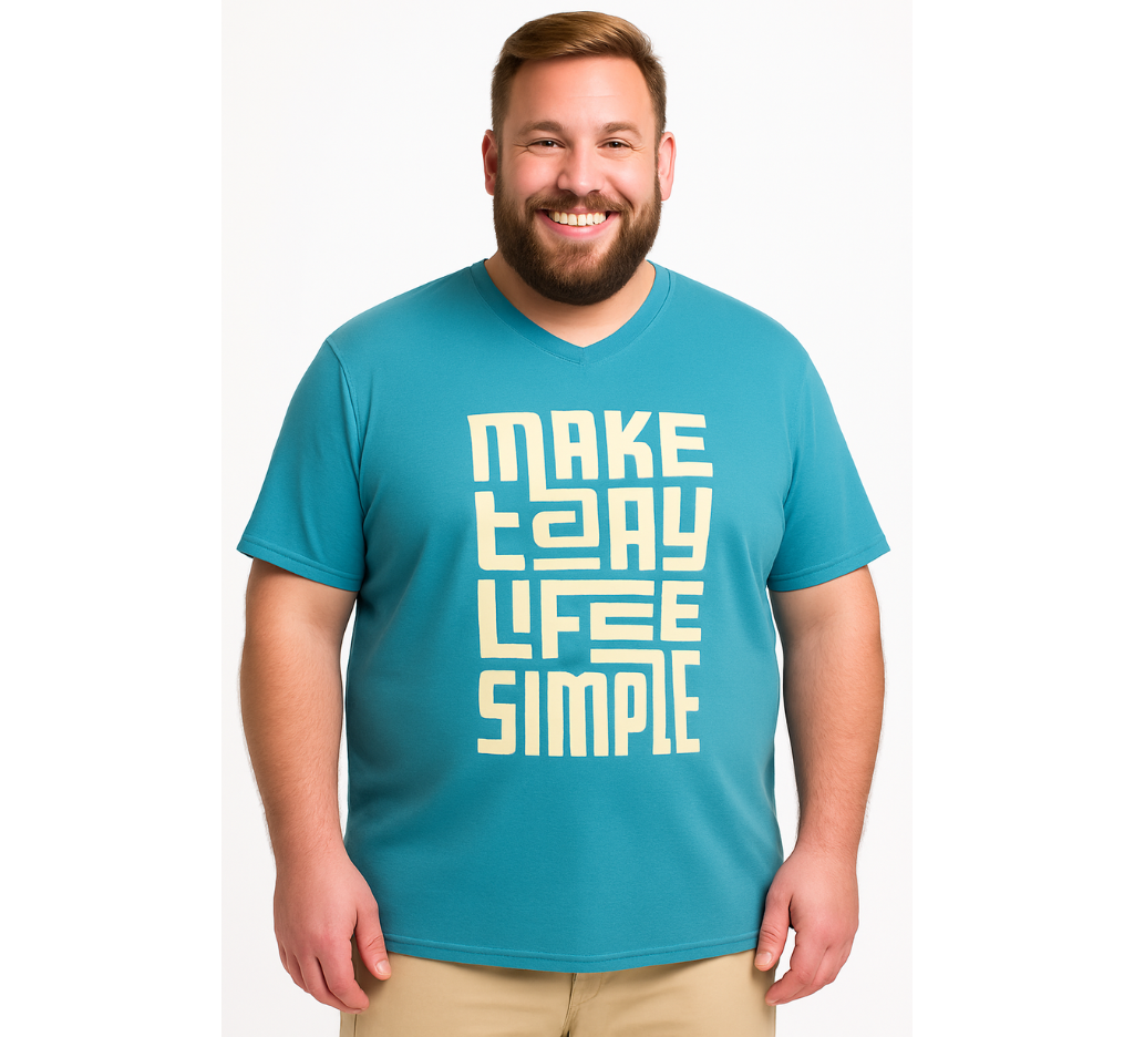 Polera jersey estampado cuello v 014 verde pasto Tallas grandes | MASX Chile