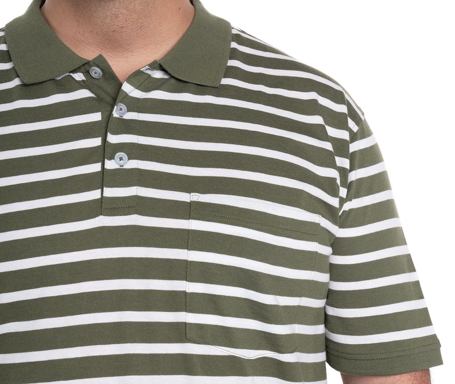 Polera listada cuello camisero 512 diseño verde medio | MASX Chile