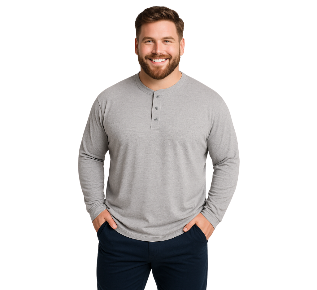 Polera manga larga Jersey botones slim fit 003 gris medio Tallas grandes | MASX Chile