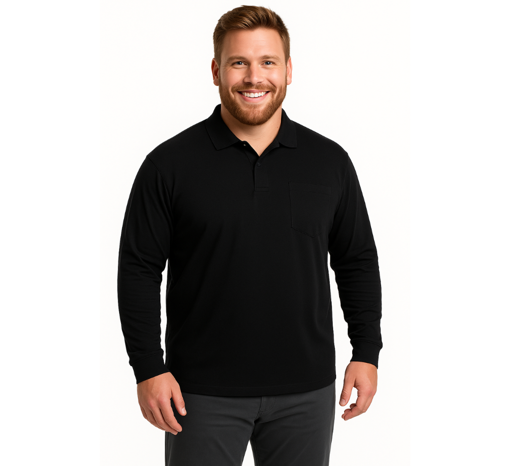 Polera manga larga jersey cuello camisero regular fit 003 gris medio Tallas grandes | MASX Chile