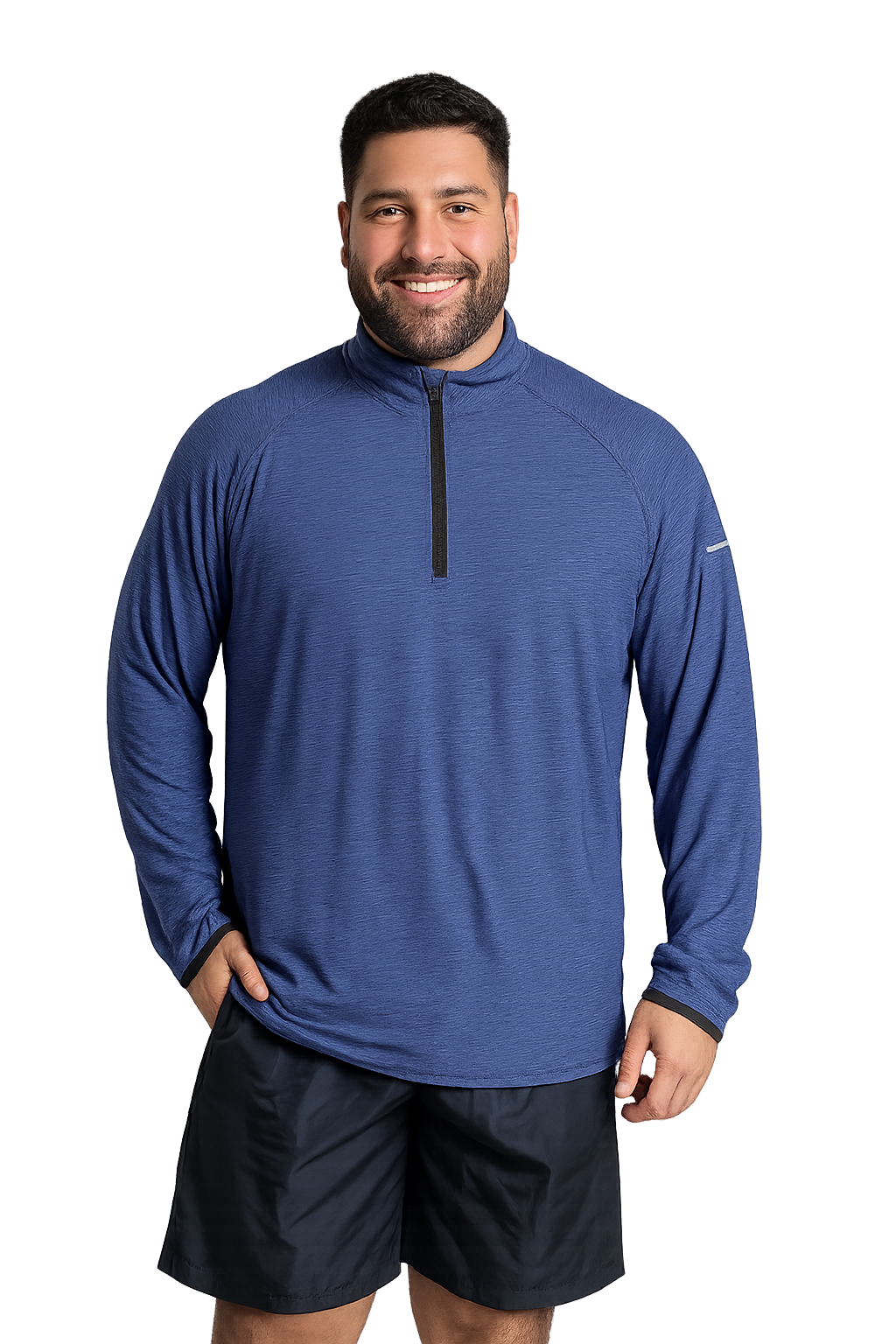 Polera manga larga running regular fit 077 azul Hombre Tallas grandes | MASX Chile