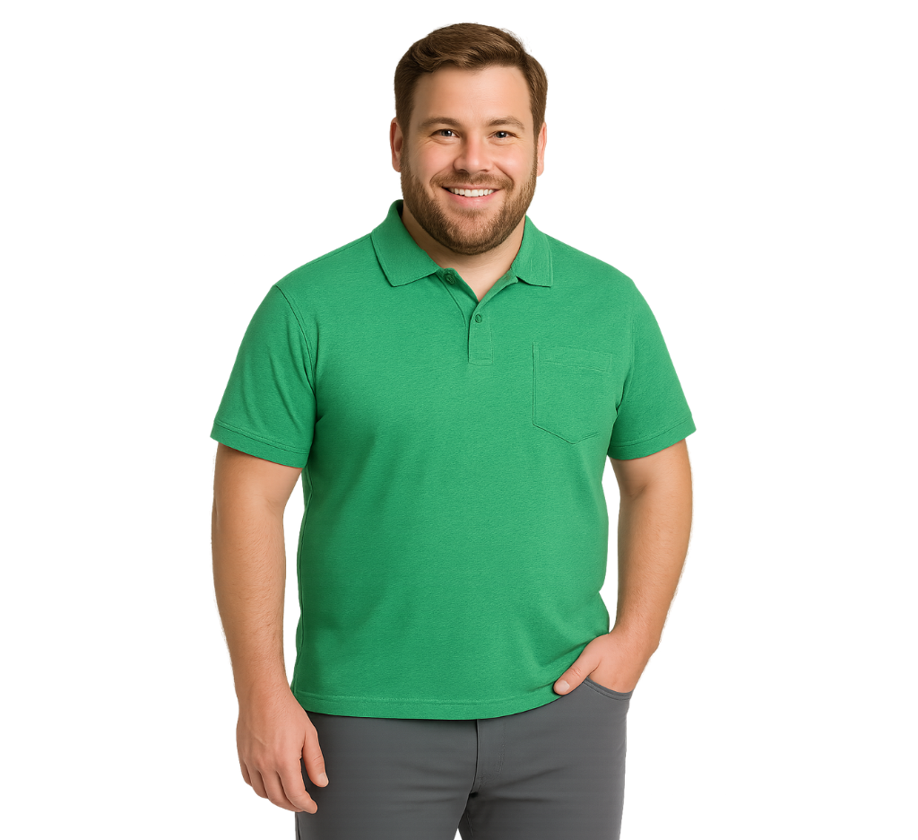 Polera piqué melange 018 verde manzana Tallas grandes | MASX Chile