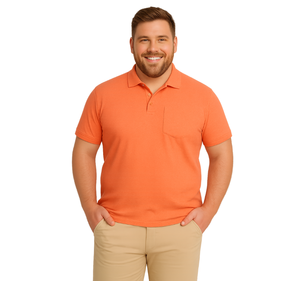 Polera piqué melange 043 naranjo claro Tallas grandes | MASX Chile