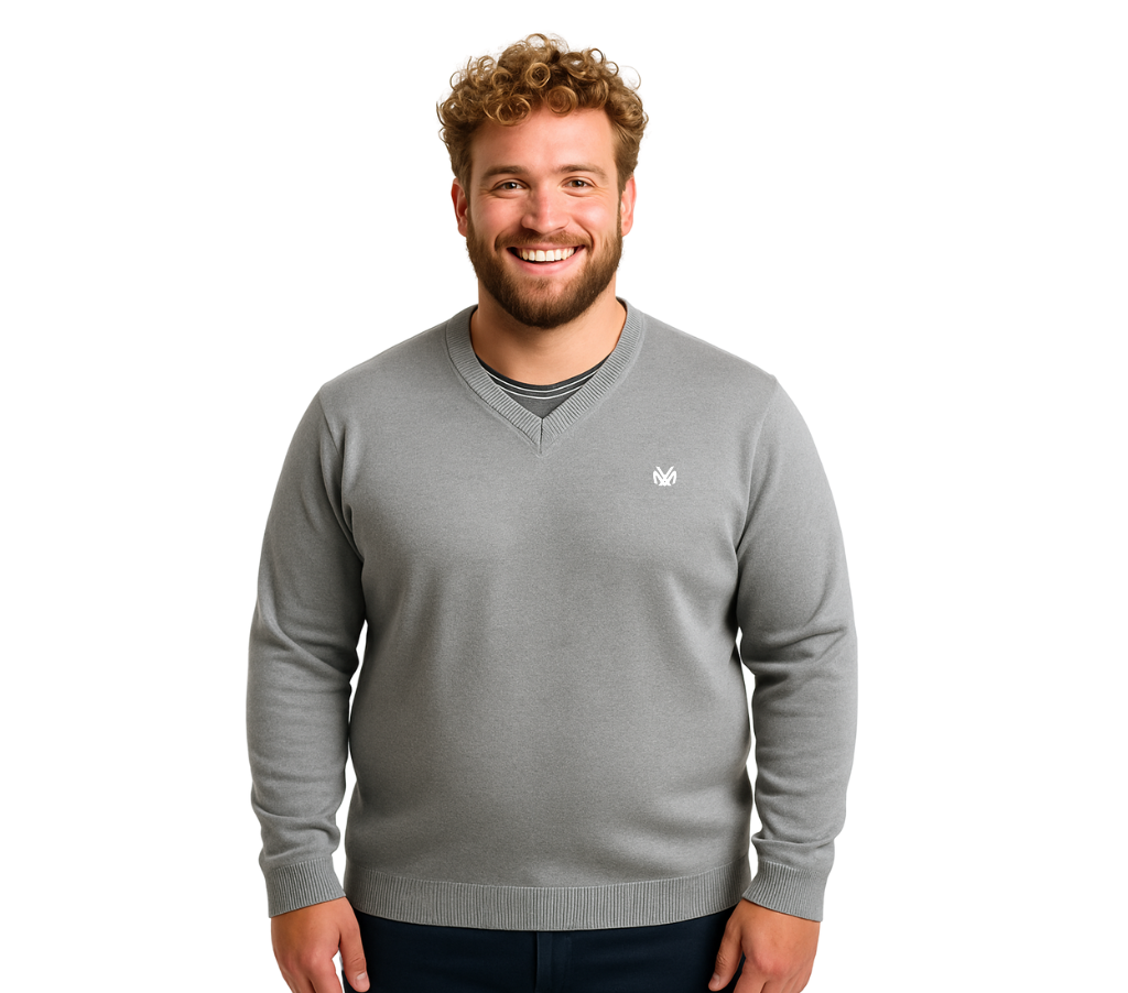 Sweater Liso Cuello V Melange 2XL