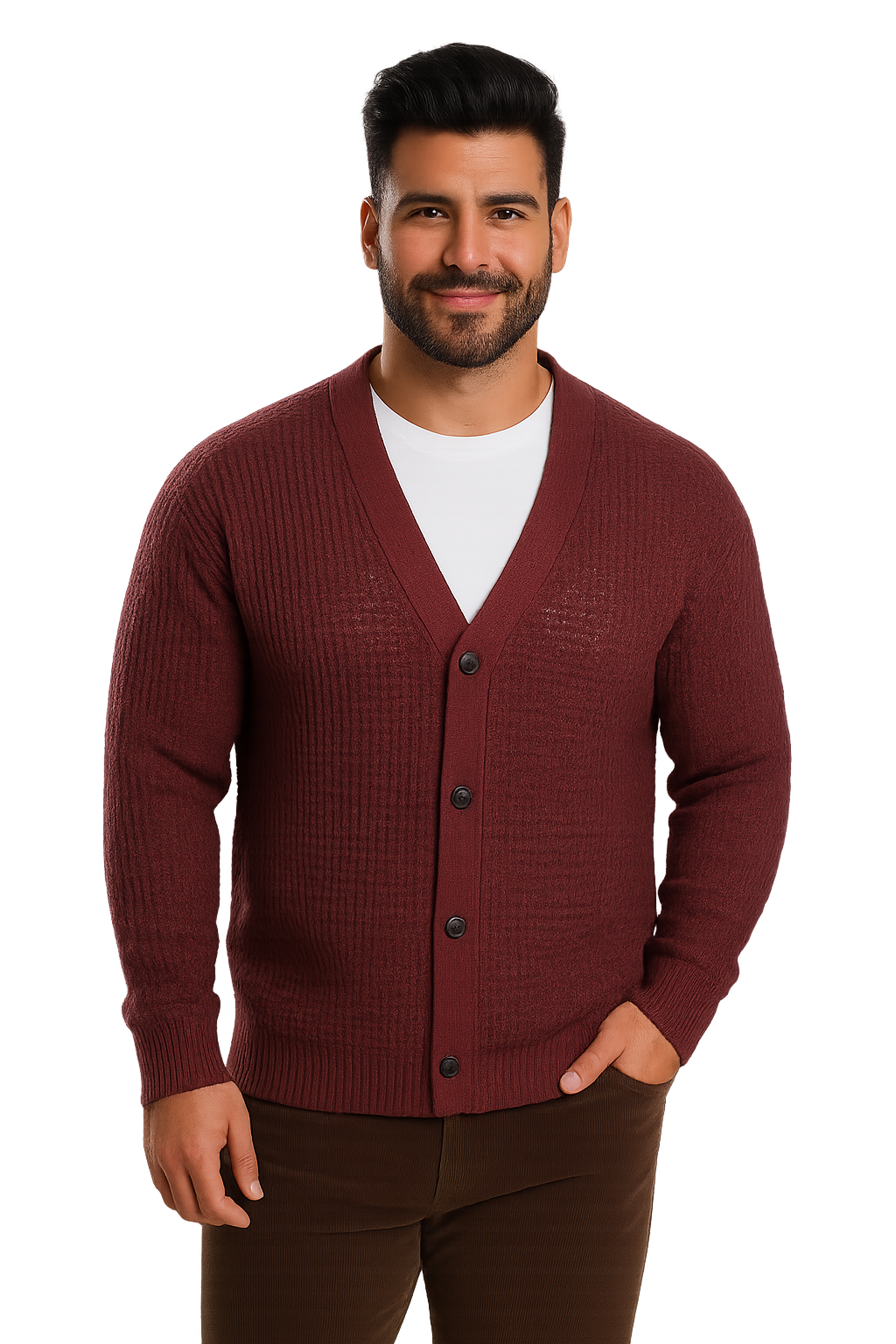 Sweater cárdigan Burdeo Tallas grandes | MASX Chile