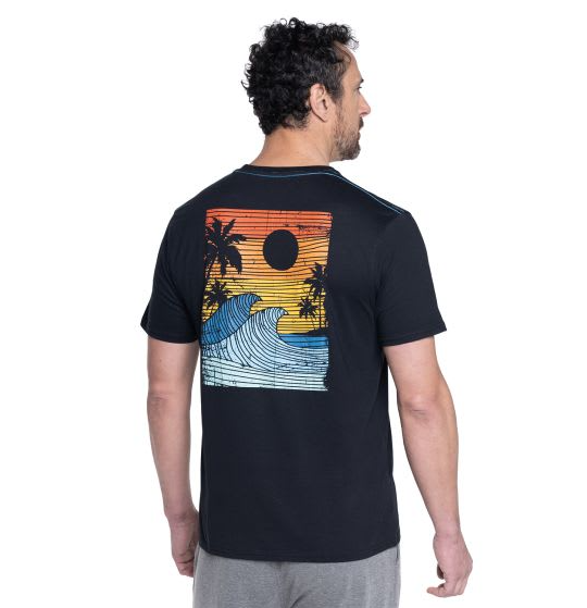 Polera jersey estampado back cuello redondo 009 negro hombre talla grande | MASX Chile