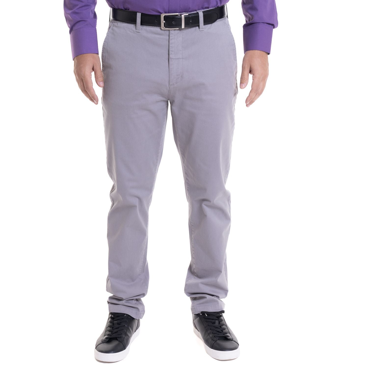 Pantalón frente plano slim fit spandex 002 gris claro Tallas Grandes Hombre | MASX Chile