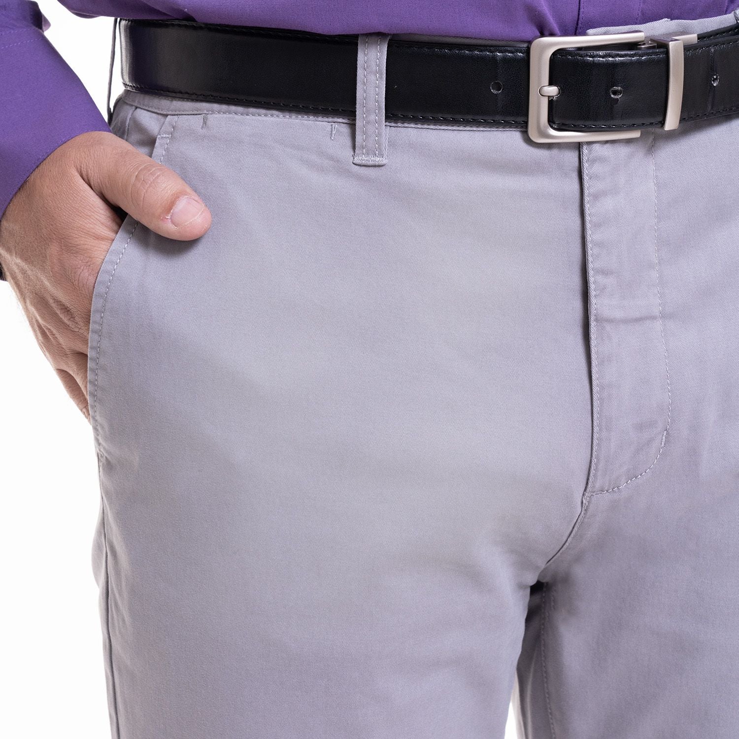 Pantalón frente plano slim fit spandex 002 gris claro Tallas Grandes Hombre | MASX Chile