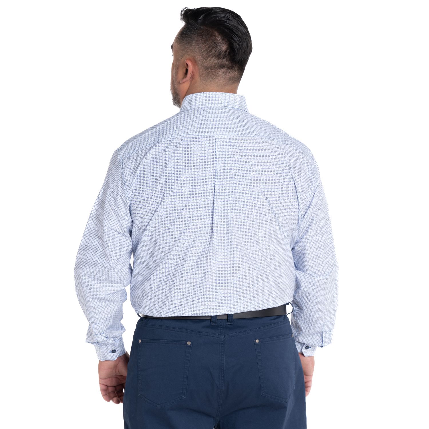 Camisa manga larga fantasía estampada regular fit 577 diseño azul Tallas grandes | MASX Chile