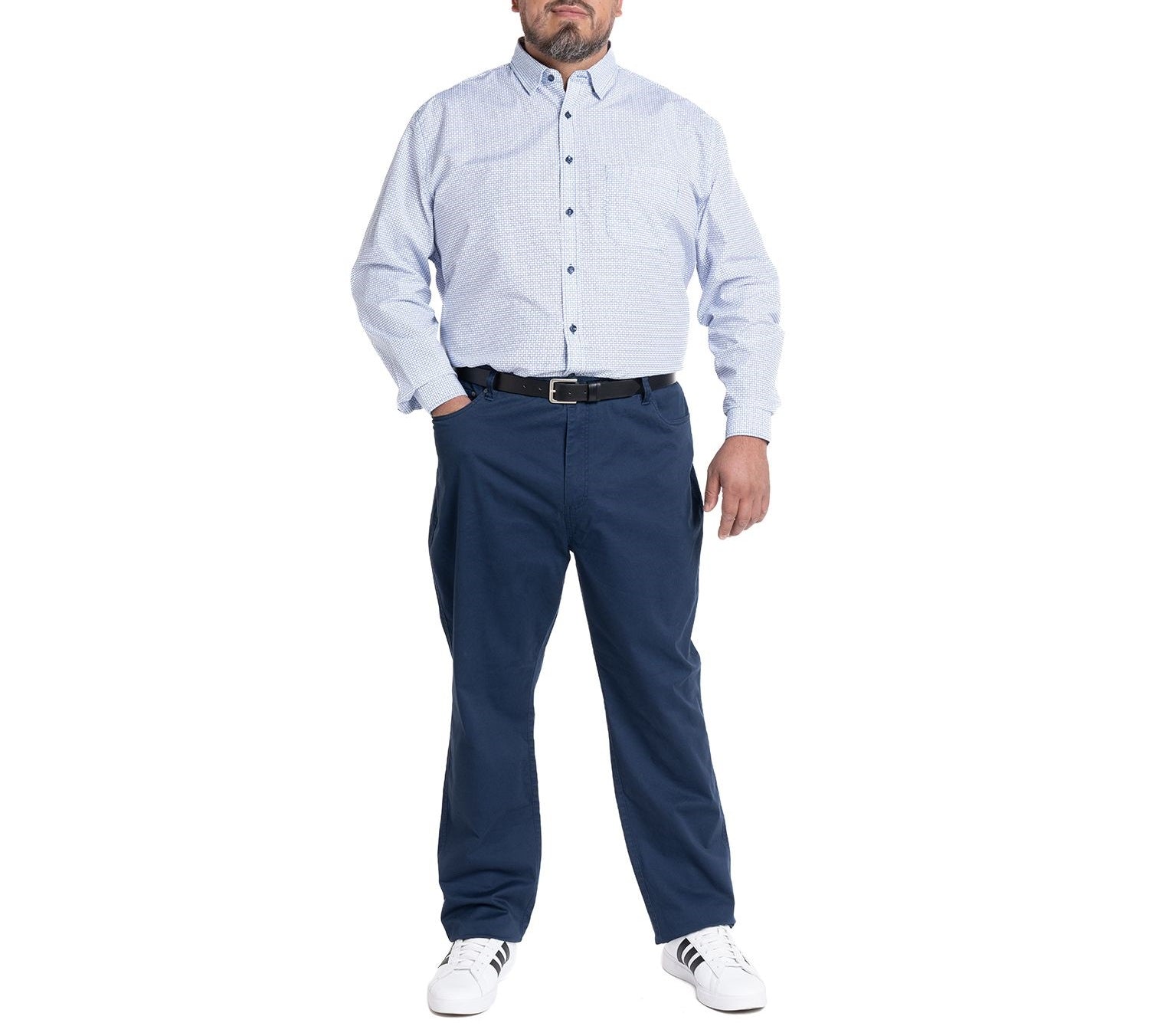 Camisa manga larga fantasía estampada regular fit 577 diseño azul Tallas grandes | MASX Chile