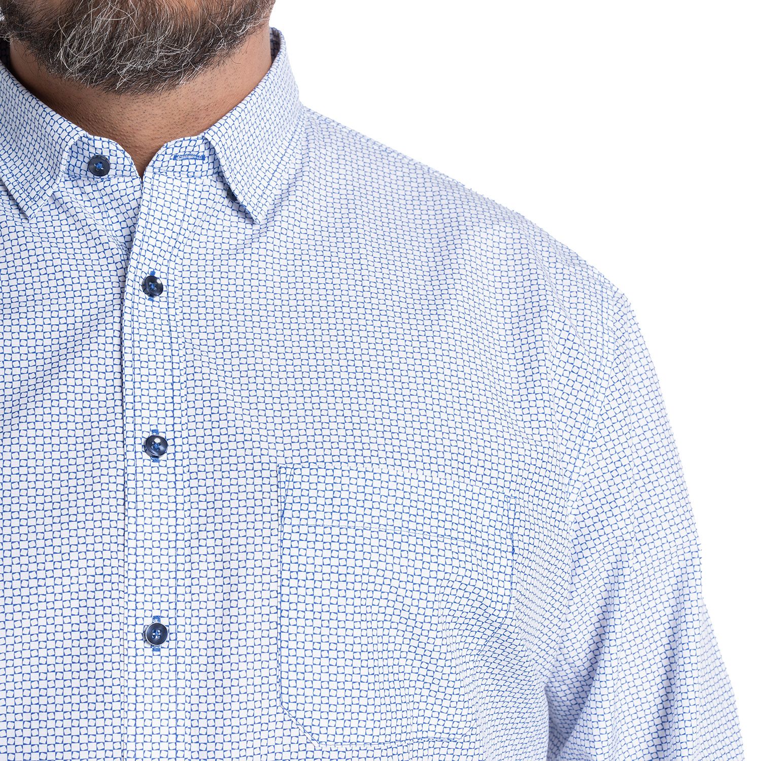 Camisa manga larga fantasía estampada regular fit 577 diseño azul Tallas grandes | MASX Chile