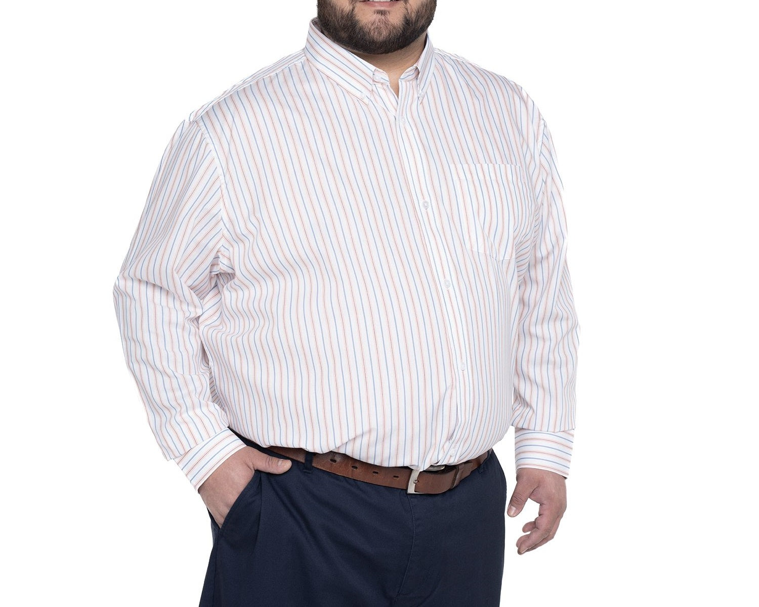 Camisa listada premium manga larga regular fit diseño 547 damasco medio