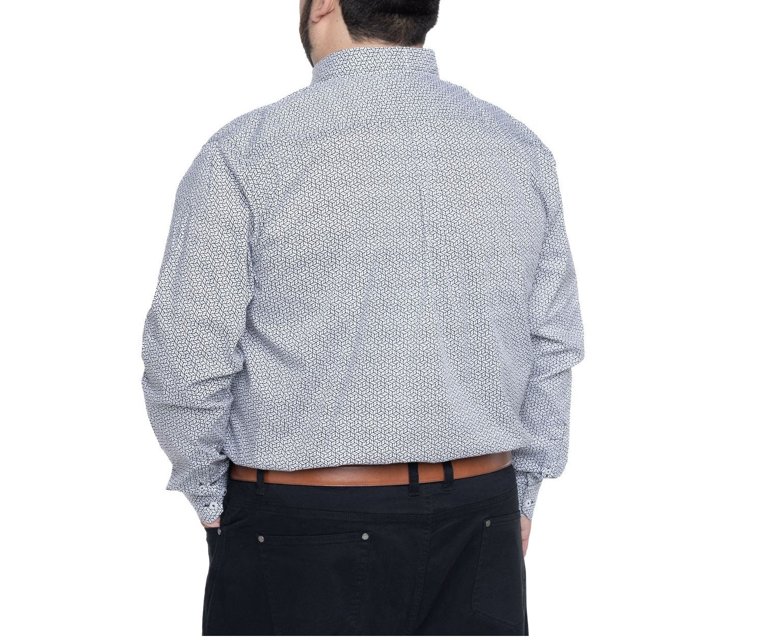 Camisa sport estampada manga larga spandex 501 blanco Tallas grandes | MASX Chile