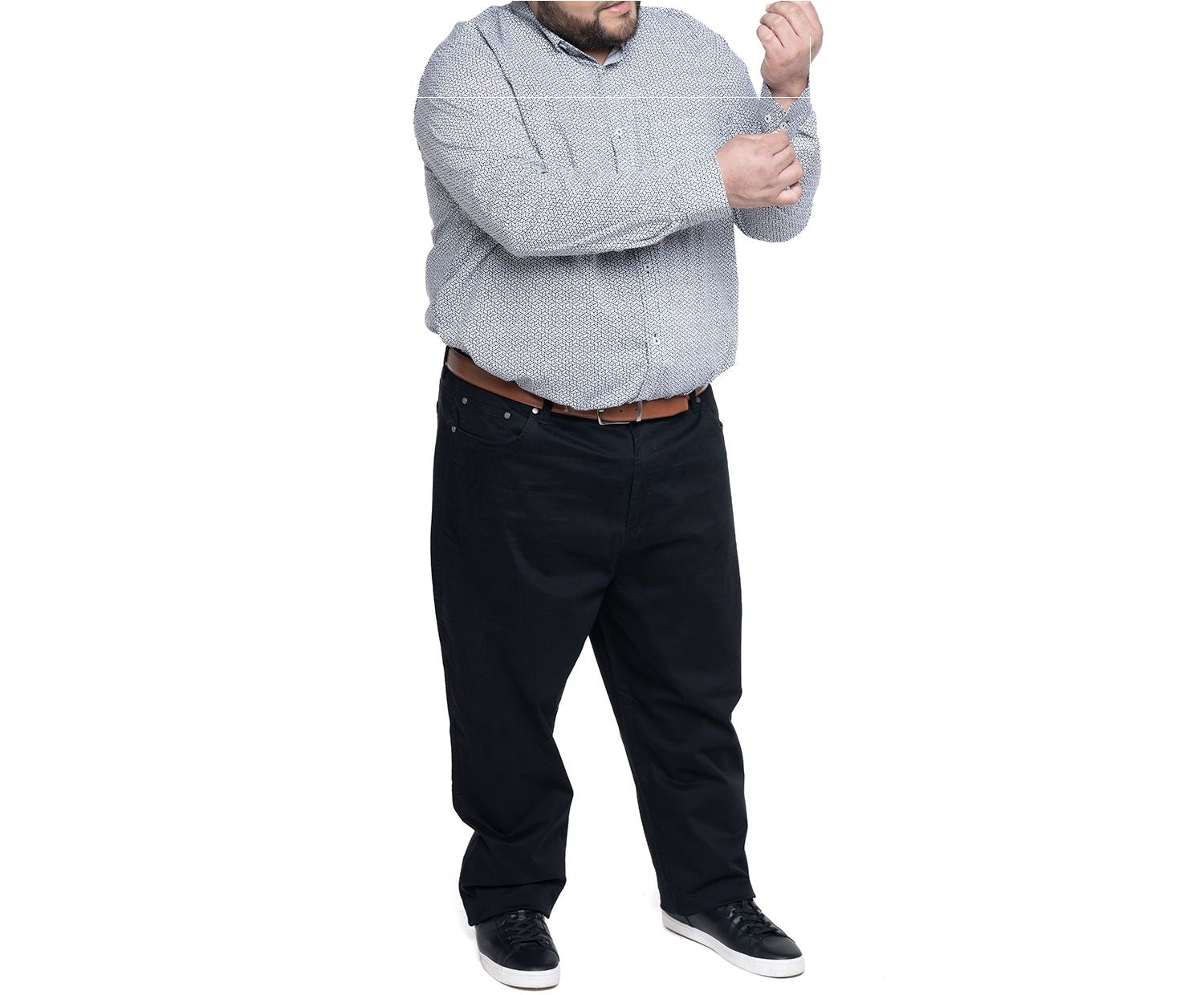 Camisa sport estampada manga larga spandex 501 blanco Tallas grandes | MASX Chile