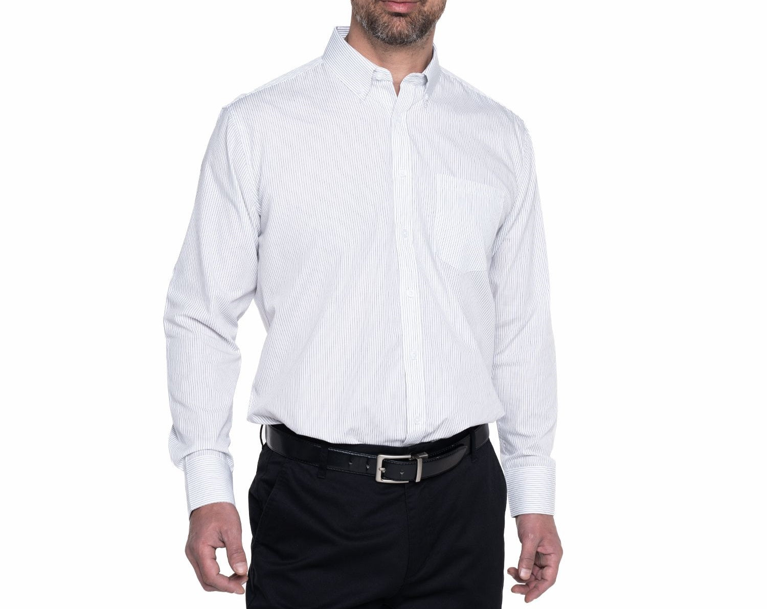Camisa listada clásica 505 rayas negro regular fit