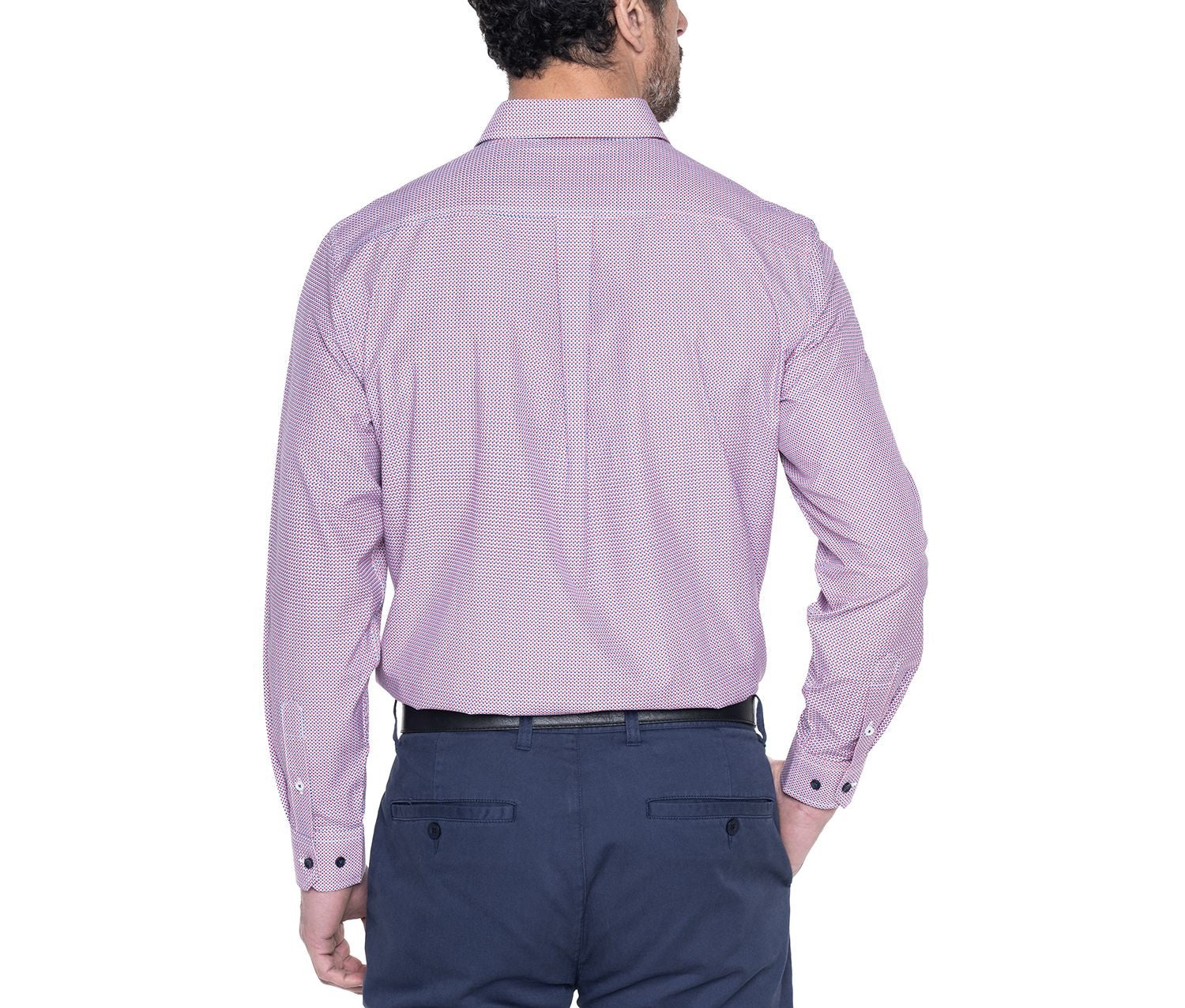 Camisa manga larga fantasía estampada slim fit diseño azul marino Tallas grandes | MASX Chile