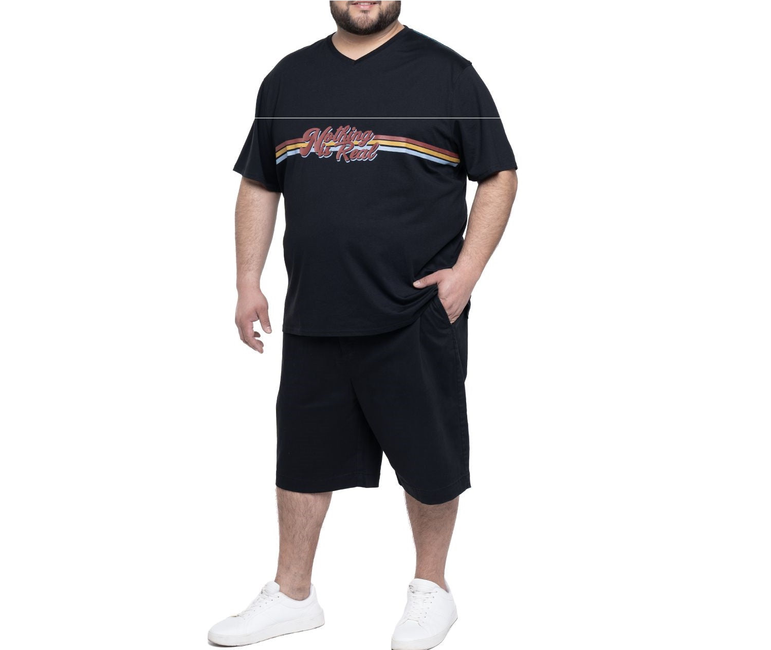 Bermuda gabardina frente plano 009 negro