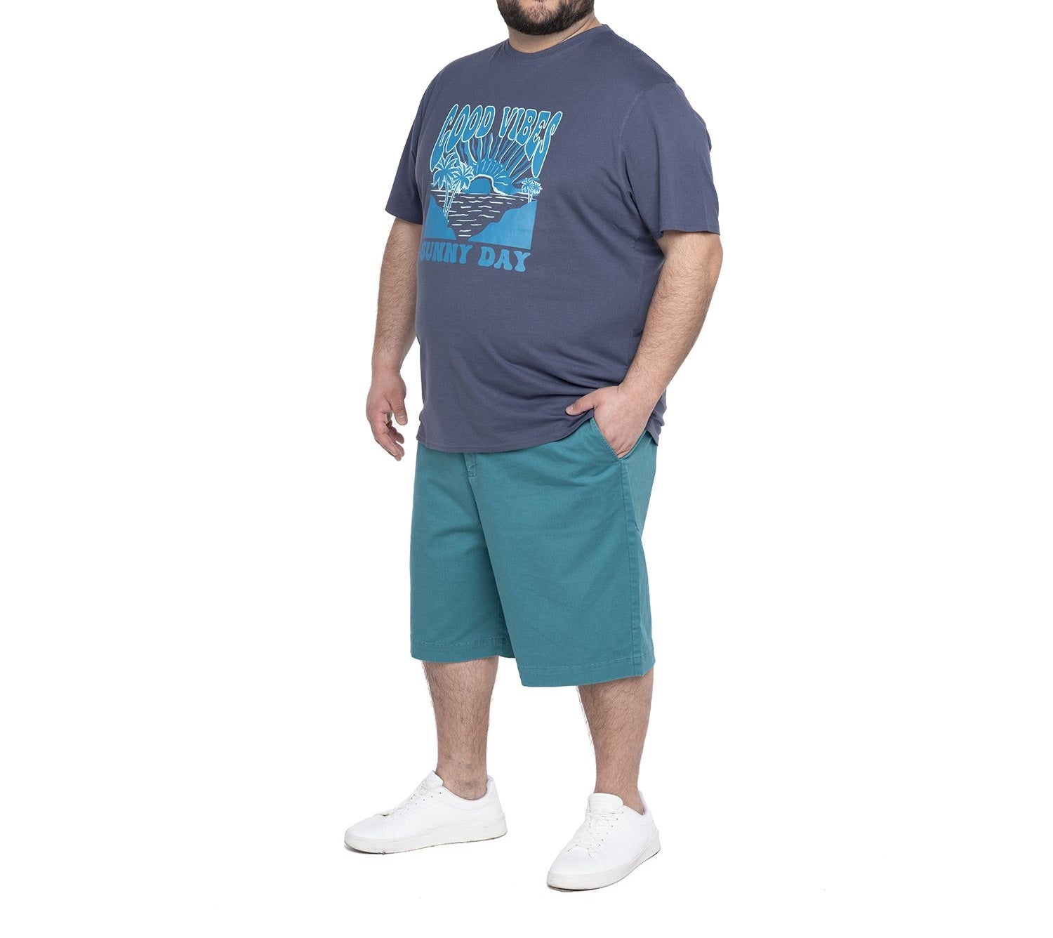 Bermuda gabardina frente plano 016 verde petróleo regular fit