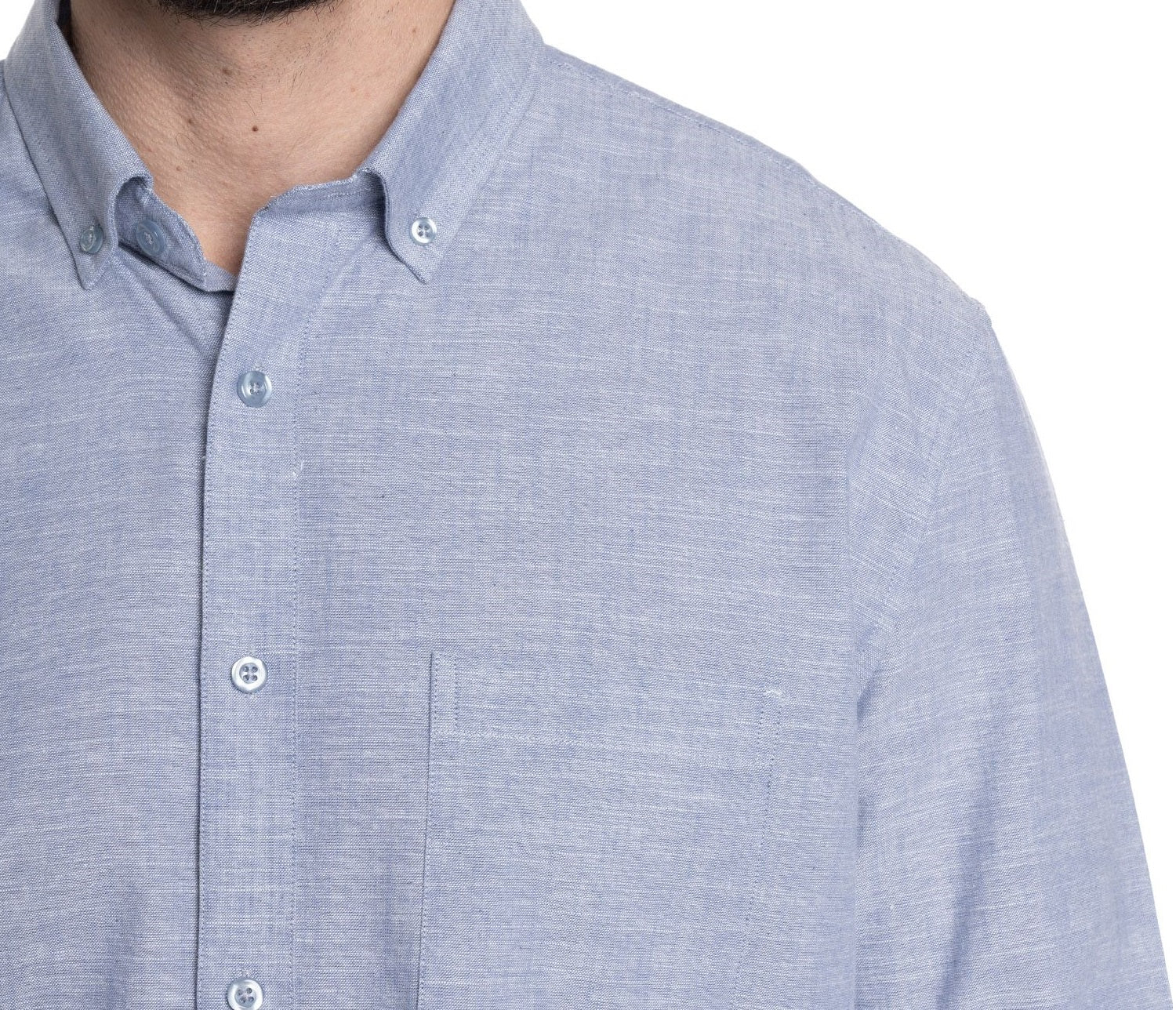 Camisa slub 071 celeste claro manga larga regular fit | MASX Chile
