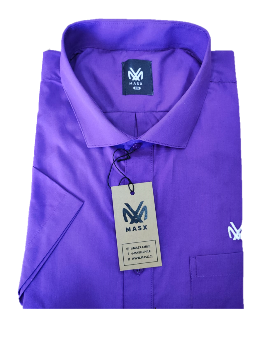 Camisa semiformal morado lisa m/c – Tallas grandes
