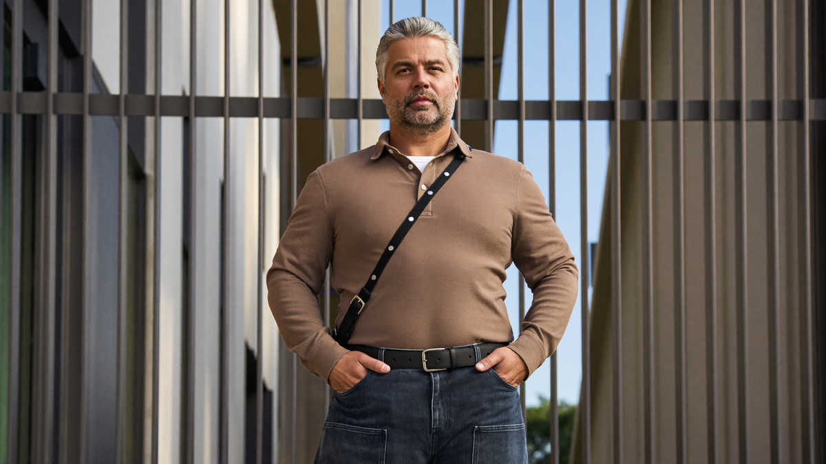 Hombre talla grande vistiendo moderno con camisa y jeans, ropa talla grande MASX Chile XL a 7XL