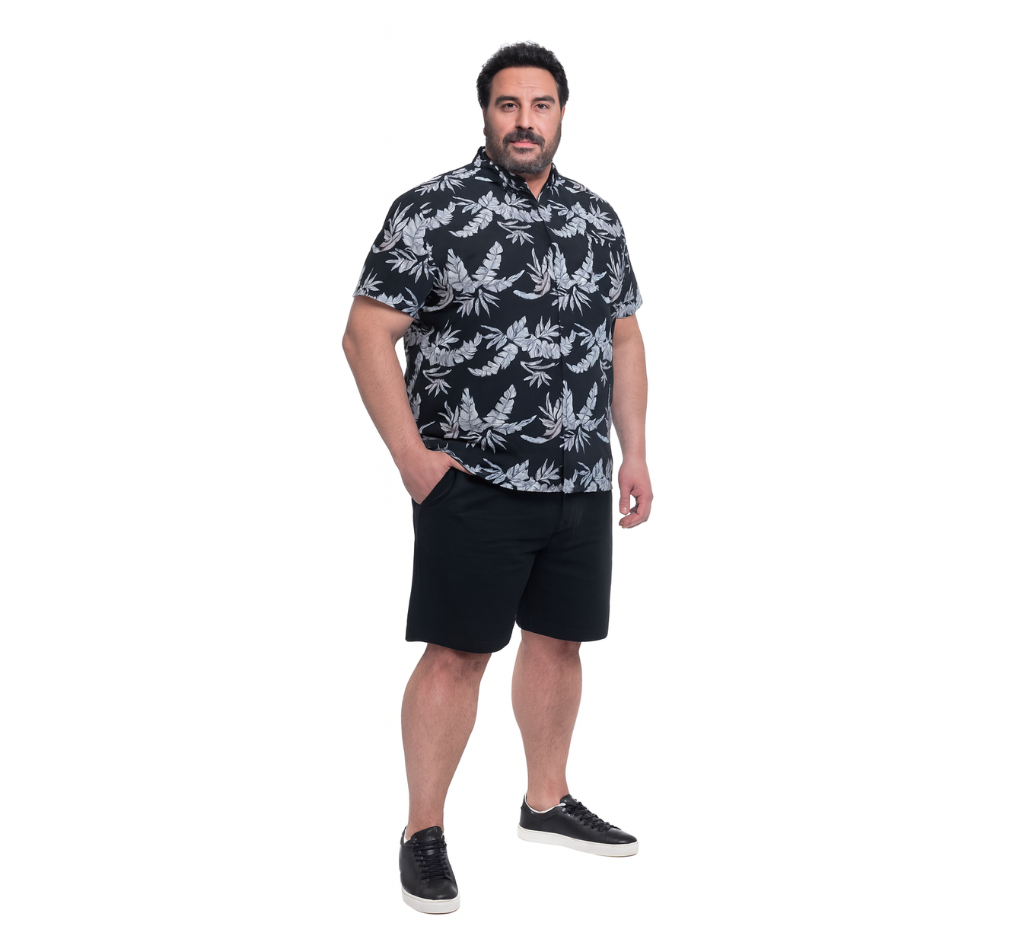 Bermuda frente plano 009 negro regular fit