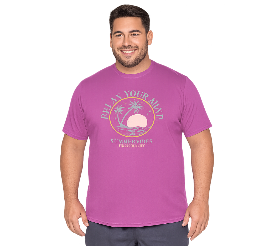 Polera jersey estampado front cuello redondo 103 magenta - Tallas Grandes