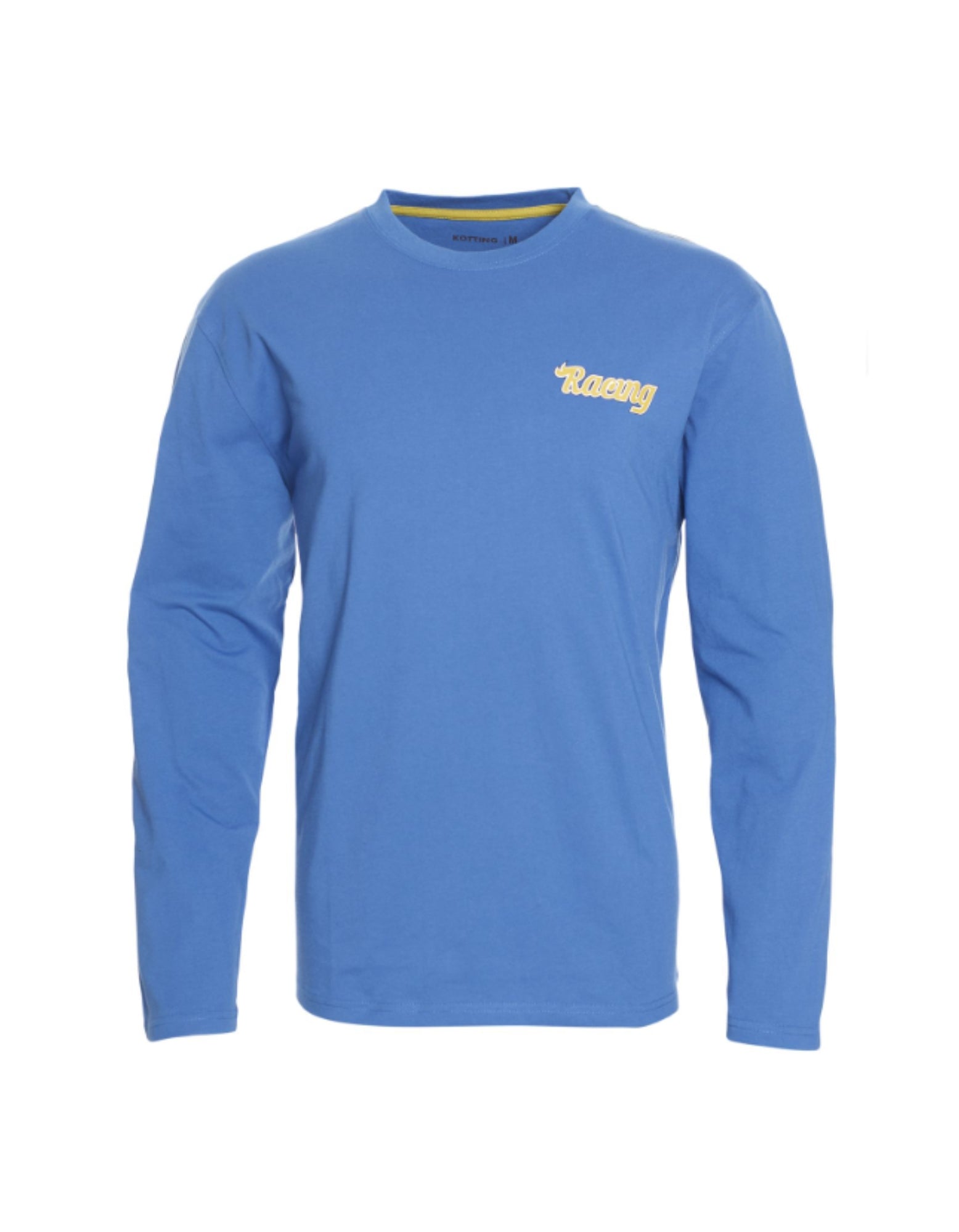 Polera manga larga jersey azul estampada regular fit