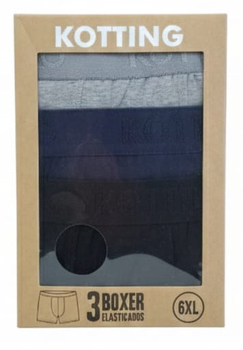 Bóxer elasticado tripack - 009 negro - gris - azul marino