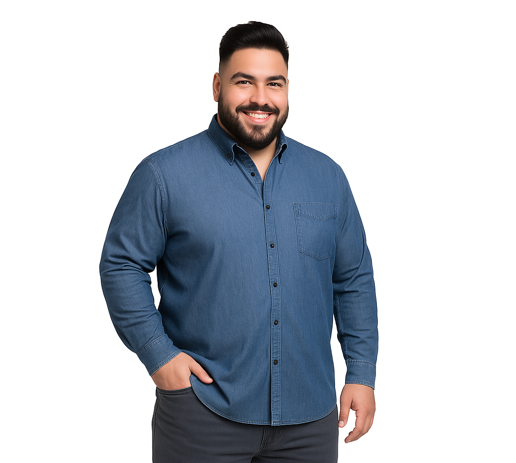 Camisa denim Mezclilla 084 azul Tallas grandes | MASX Chile