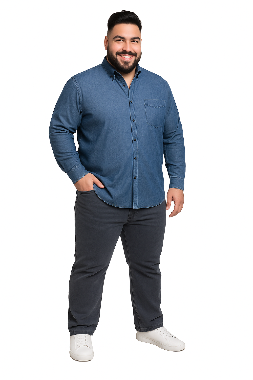 Camisa denim Mezclilla 084 azul Tallas grandes | MASX Chile