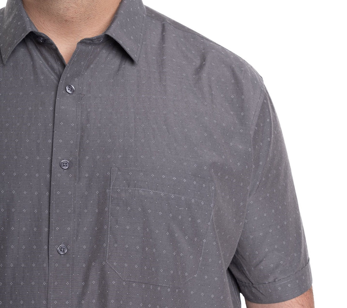 Camisa dobby sport 504 diseño gris oscuro manga corta slim fit | MASX Chile