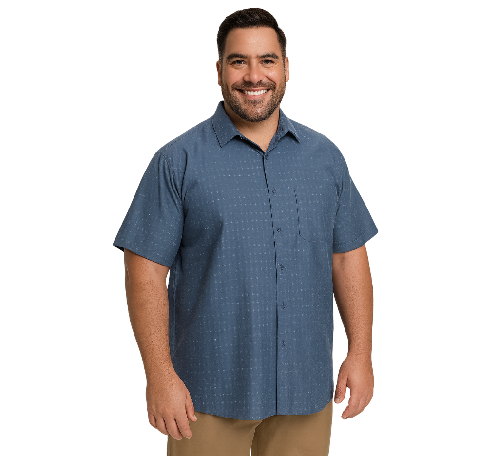 Camisa dobby sport 579 diseño azul marino manga corta slim fit | MASX Chile